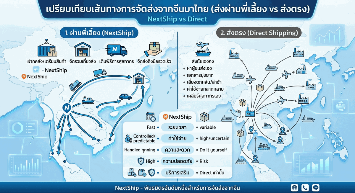Infographic เส้นทางการจัดส่งจากจีนมาไทย