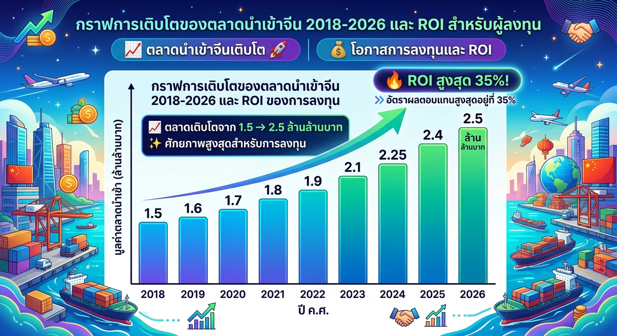 ตลาดการนำเข้าสินค้าจีนเข้าไทย 2026 มูลค่า 2.5 ล้านล้านบาทต่อปี อัตราเติบโต CAGR 15%