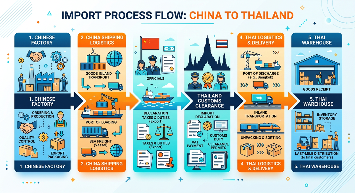 ไดอะแกรมอธิบายการนำเข้าสินค้าจากจีน
