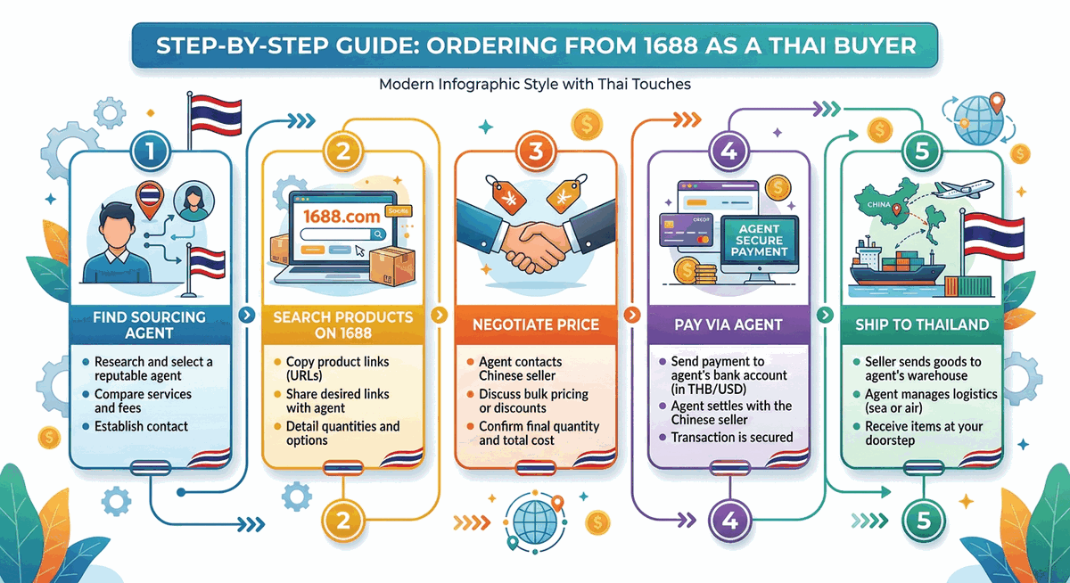 ขั้นตอนการสั่งของจาก 1688 สำหรับคนไทย 5 ขั้นตอน พร้อมธงไทย