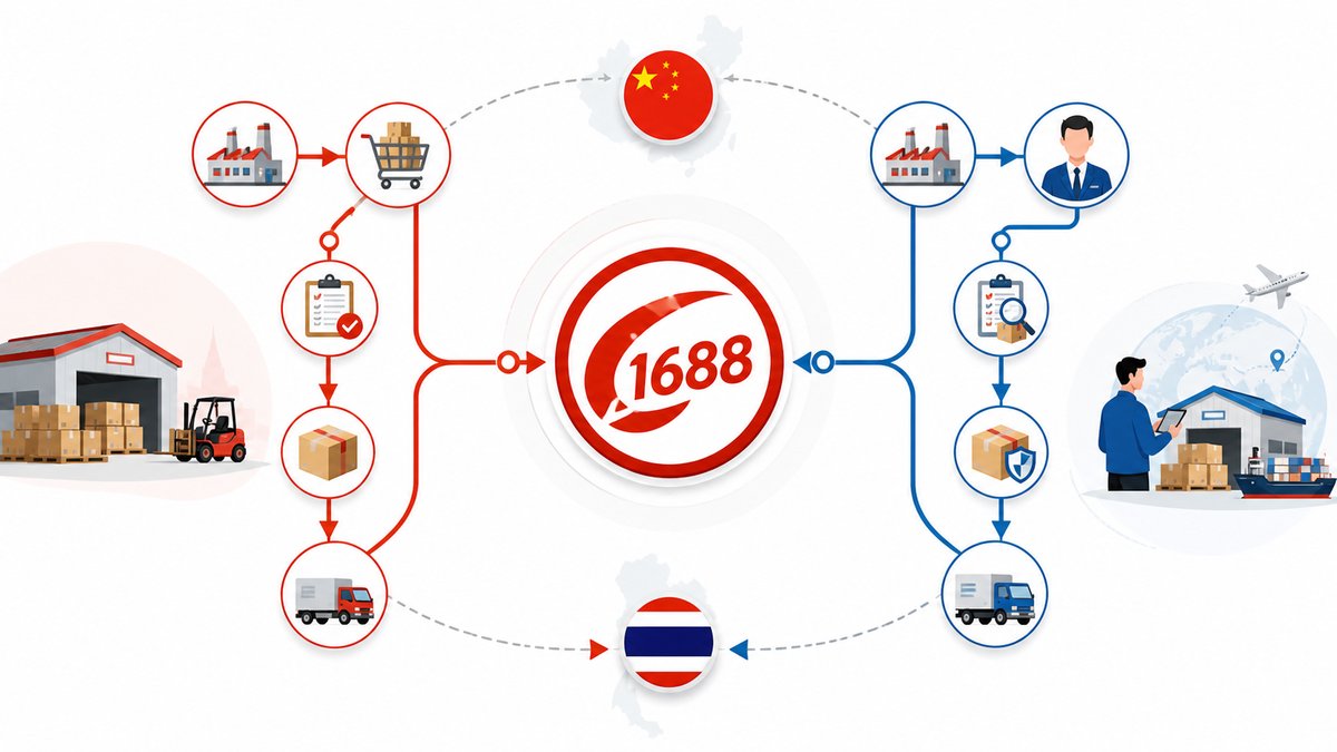 Clean infographic showing comparison between 1688 Direct and 1688 Agent vs regular 1688, two paths d